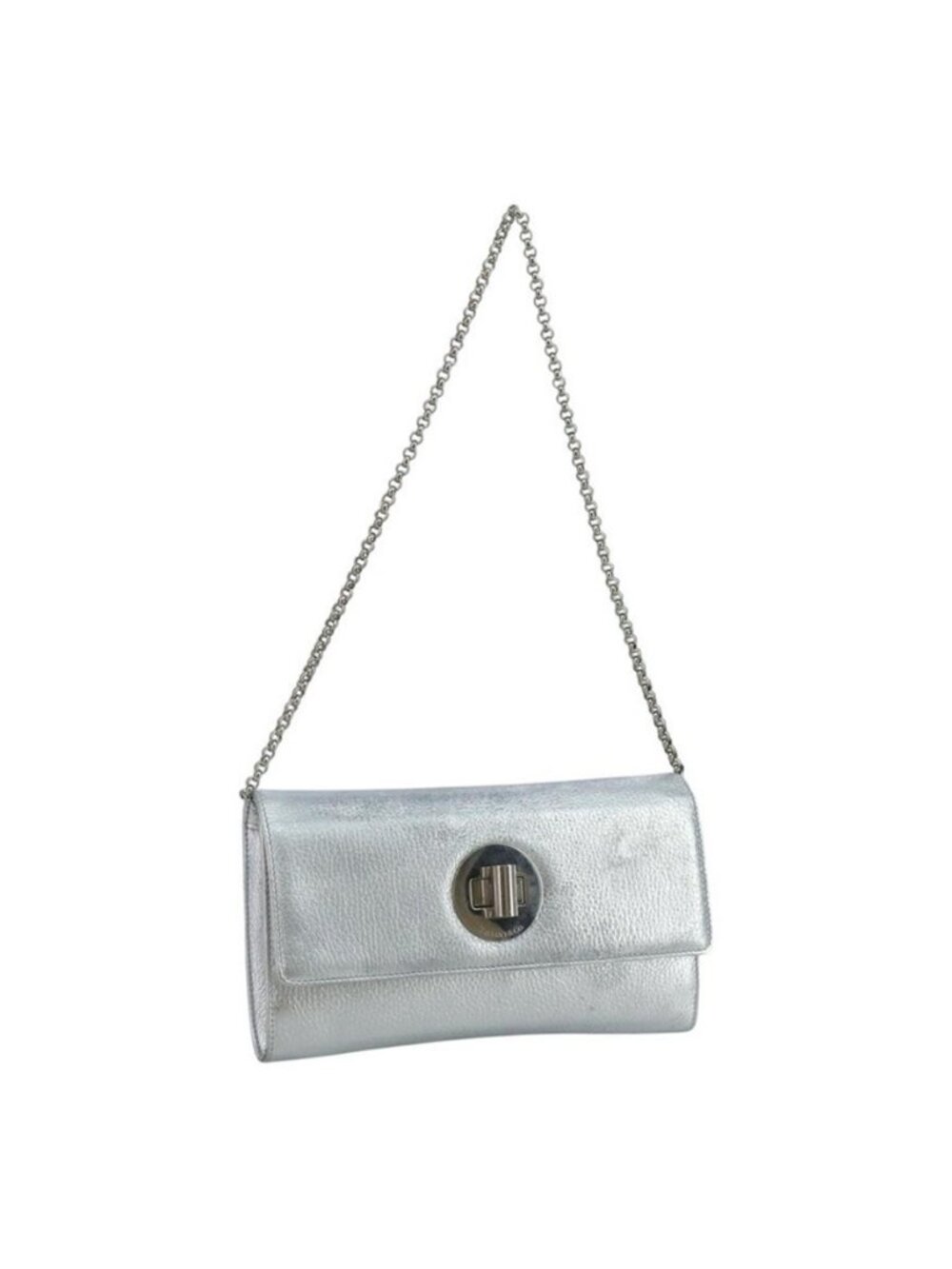 Authentic TIFFANY&Co. Chain Shoulder Bag Leather Silver